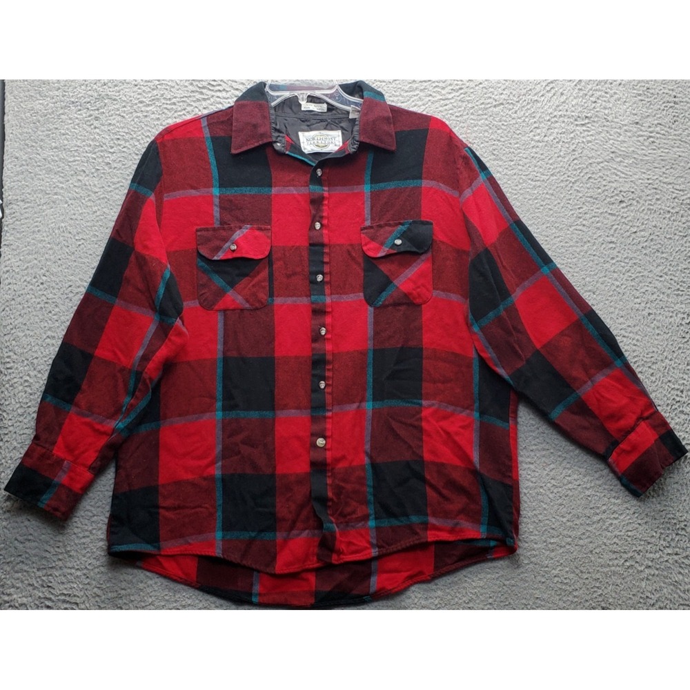 Northwest Shirt Mens XL Multicolor‎ Check Detail Chest Pocket Collared Button Up